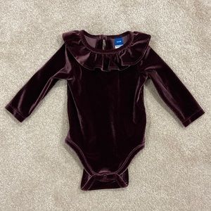 Old Navy Burgundy Velvet Long Sleeve Onesie 3-6M